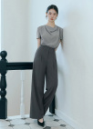 [Exclusive]드레이프 카울넥 블라우스_DARK GREY_8