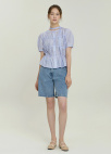 [Exclusive] 라운드넥 타이 블라우스_LILAC_6