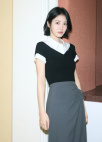 [Exclusive] 레이어드 카라 셔츠 니트탑_BLACK_4