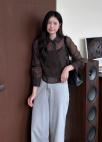 시어 텍스처 크롭 셔츠_DARK BROWN_13