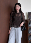 시어 텍스처 크롭 셔츠_DARK BROWN_8