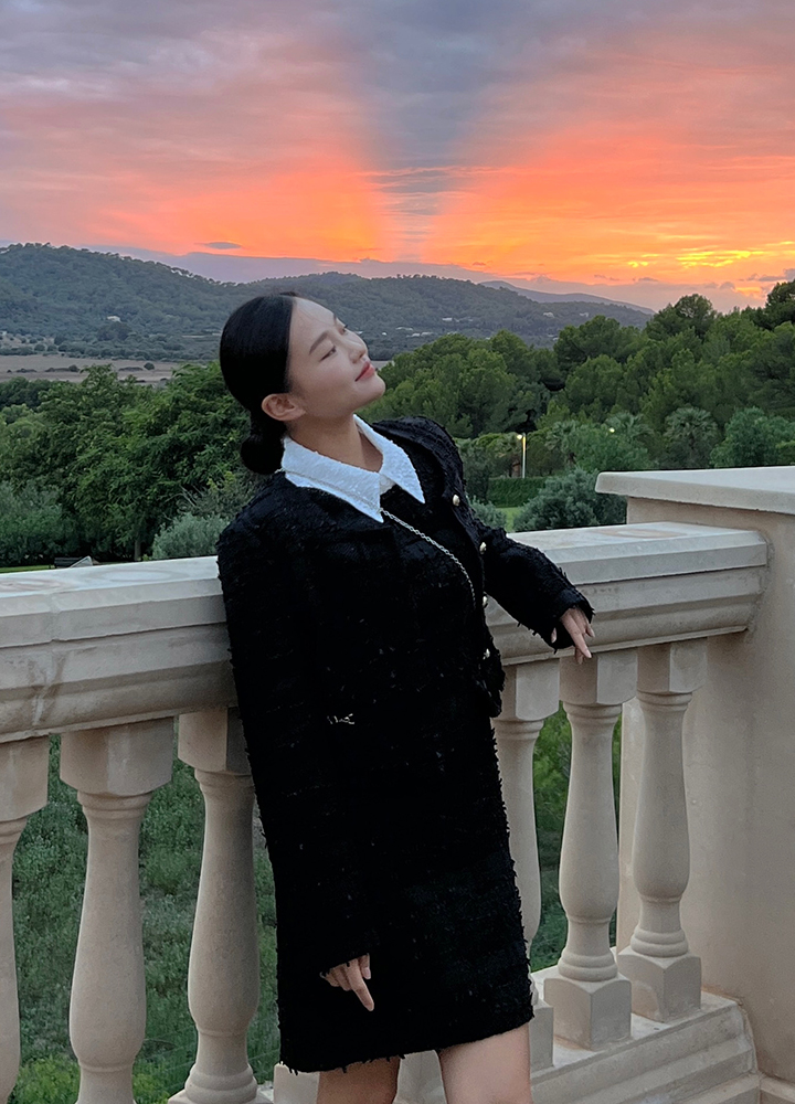 잇미샤 ITMICHAA [잇미샤몰단독]슬리브리스 셋업 트위드 원피스